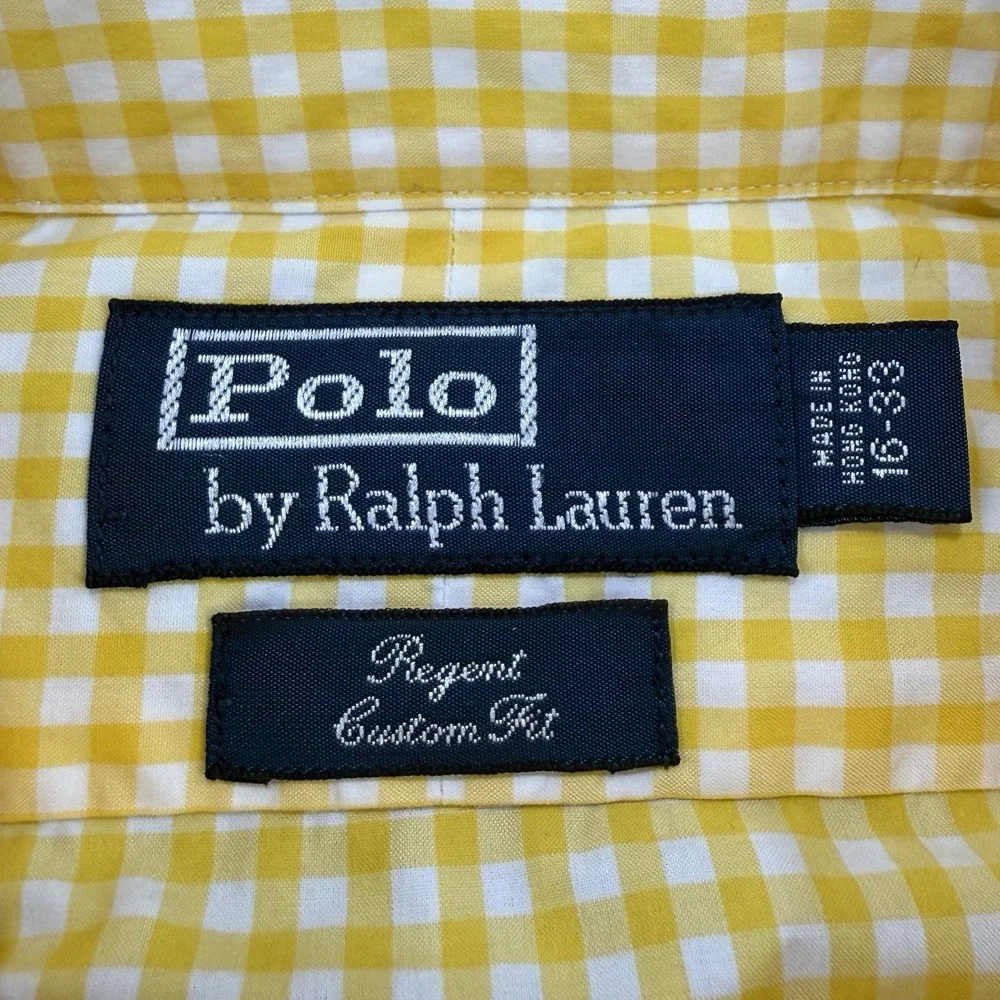 VTG 90's Polo Ralph Lauren Regent Custom Shirt Men's 16-33 Yellow Gingham Check
